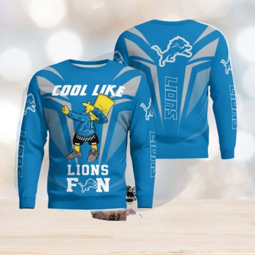 Cute Cool Like Detroit Lions Fan Bart Simpson Dab Ugly Christmas Sweater