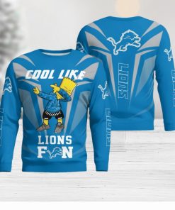 Cute Cool Like Detroit Lions Fan Bart Simpson Dab Ugly Christmas Sweater