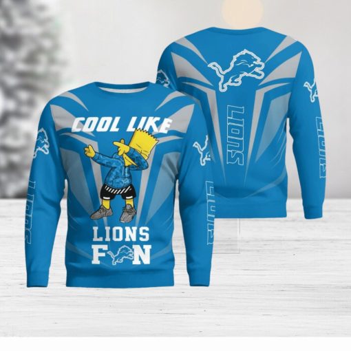 Cute Cool Like Detroit Lions Fan Bart Simpson Dab Ugly Christmas Sweater