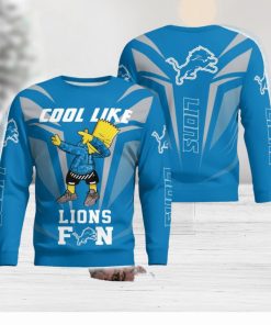 Cute Cool Like Detroit Lions Fan Bart Simpson Dab Ugly Christmas Sweater