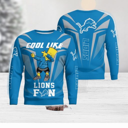 Cute Cool Like Detroit Lions Fan Bart Simpson Dab Ugly Christmas Sweater