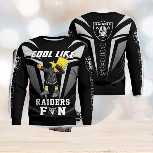 Cute Cool Like Las Vegas Raiders Fan Bart Simpson Dab Ugly Christmas Sweater