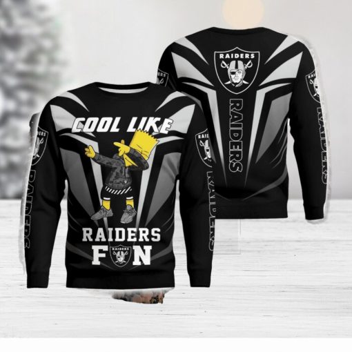 Cute Cool Like Las Vegas Raiders Fan Bart Simpson Dab Ugly Christmas Sweater