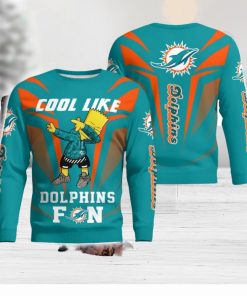 Cute Cool Like Miami Dolphins Fan Bart Simpson Dab Xmas Gift Xmas Gift Ugly Christmas Sweater Amazing Gift Funny Gift