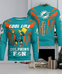 Cute Cool Like Miami Dolphins Fan Bart Simpson Dab Xmas Gift Xmas Gift Ugly Christmas Sweater Amazing Gift Funny Gift