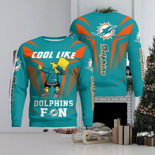 Cute Cool Like Miami Dolphins Fan Bart Simpson Dab Xmas Gift Xmas Gift Ugly Christmas Sweater Amazing Gift Funny Gift