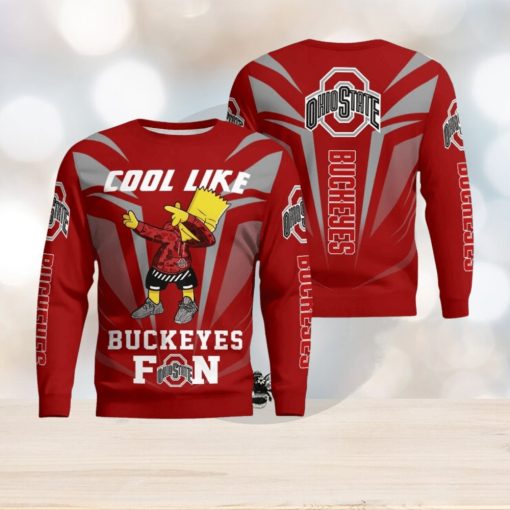 Cute Cool Like Ohio State Buckeyes Fan Bart Simpson Dab Ugly Christmas Sweater