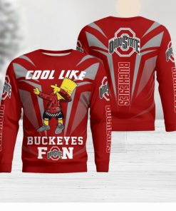 Cute Cool Like Ohio State Buckeyes Fan Bart Simpson Dab Ugly Christmas Sweater