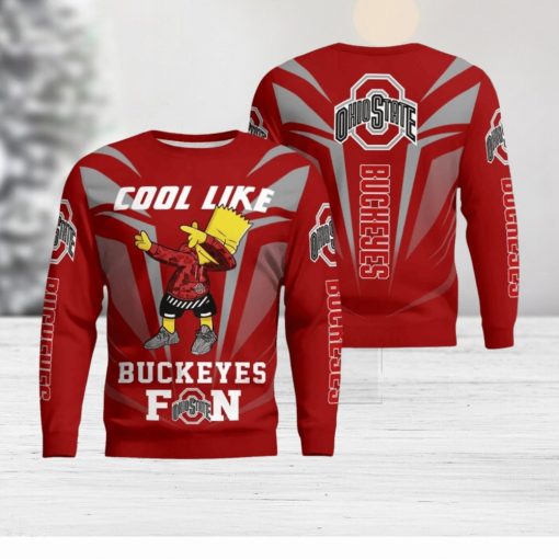 Cute Cool Like Ohio State Buckeyes Fan Bart Simpson Dab Ugly Christmas Sweater