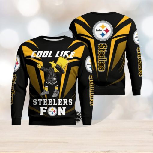 Cute Cool Like Pittsburgh Steelers Fan Bart Simpson Dab Ugly Christmas Sweater