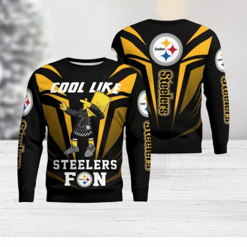 Cute Cool Like Pittsburgh Steelers Fan Bart Simpson Dab Ugly Christmas Sweater