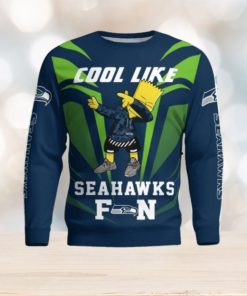 Cute Cool Like Seattle Seahawks Fan Bart Simpson Dab Ugly Christmas Sweater