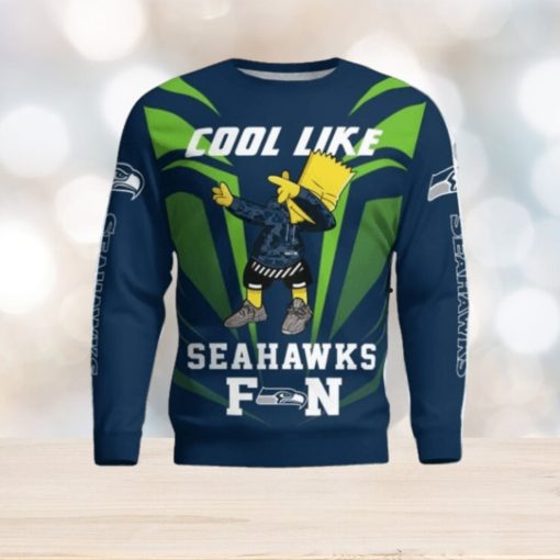 Cute Cool Like Seattle Seahawks Fan Bart Simpson Dab Ugly Christmas Sweater