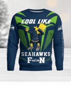 Cute Cool Like Seattle Seahawks Fan Bart Simpson Dab Ugly Christmas Sweater