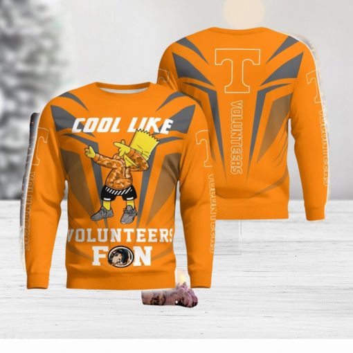 Cute Cool Like Tennessee Volunteers Fan Bart Simpson Dab Ugly Christmas Sweater