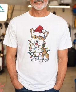 Cute Corgi Christmas Lights Santa Hat Shirt