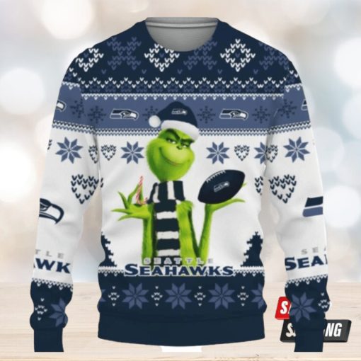 Cute Grinch Seattle Seahawks Ugly Christmas Sweaters