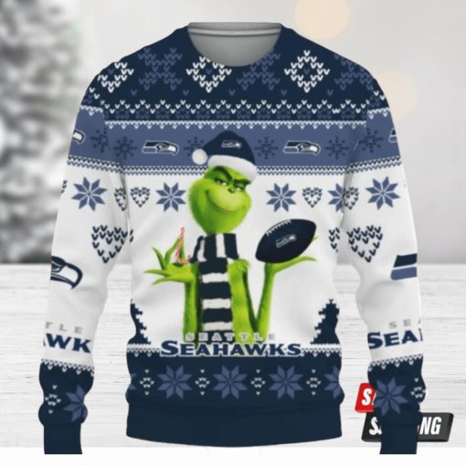 Cute Grinch Seattle Seahawks Ugly Christmas Sweaters