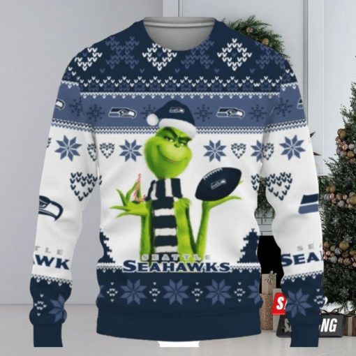 Cute Grinch Seattle Seahawks Ugly Christmas Sweaters