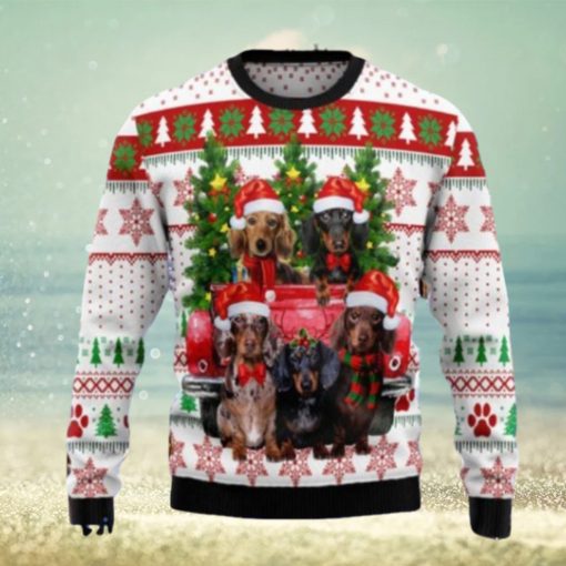 Dachshund Red Truck Ugly Christmas Sweaters Style Gift For Men And Women