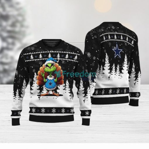 Dallas Cowboys Black Grinch Turkey Disguise Thankgiving Ugly Christmas 3D Sweater Gift For Men And Women