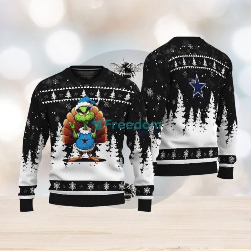 Dallas Cowboys Black Grinch Turkey Disguise Thankgiving Ugly Christmas 3D Sweater Gift For Men And Women