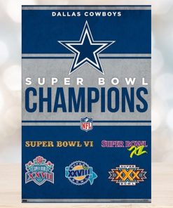 Dallas Cowboys Five Time Nfl Super Bowl Champions Commemorative Wall Poster