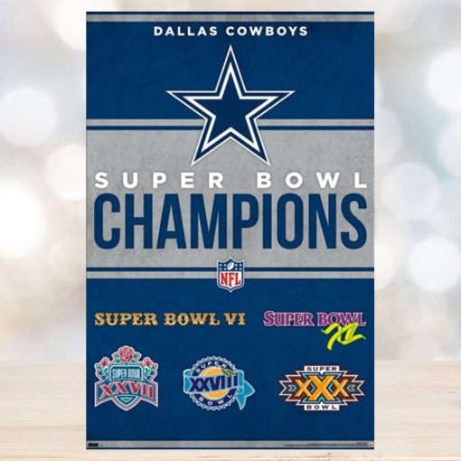 Dallas Cowboys Five Time Nfl Super Bowl Champions Commemorative Wall Poster