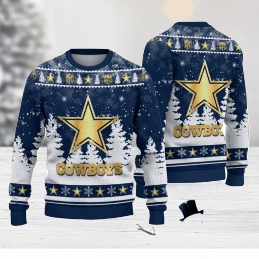 Dallas Cowboys Logo Wearing Santa Hat Christmas Gift Ugly Christmas Sweater Christmas Gift Ideas