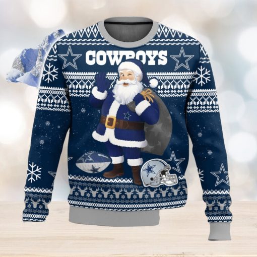 Dallas Cowboys Santa Funny All Over Printed Ugly Christmas Sweater 2023 Christmas Gift Ideas Holiday Gift