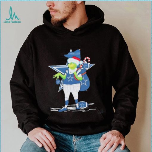 Dallas Cowboys Santa Grinch with gift bag Christmas shirt