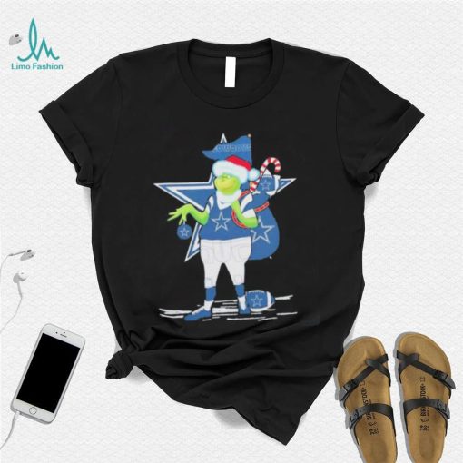 Dallas Cowboys Santa Grinch with gift bag Christmas shirt