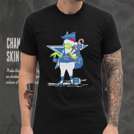 Dallas Cowboys Santa Grinch with gift bag Christmas shirt