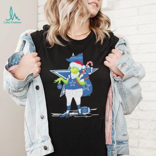Dallas Cowboys Santa Grinch with gift bag Christmas shirt