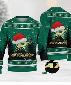 Dallas Stars Logo Wearing Santa Hat Christmas Gift Ugly Christmas Sweater Christmas Gift Ideas