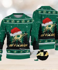 Dallas Stars Logo Wearing Santa Hat Christmas Gift Ugly Christmas Sweater Christmas Gift Ideas