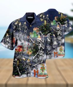 Dancing Skull Holiday Hawaiian Shirt, Mens Christmas Shirt