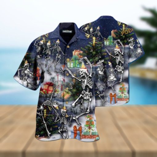 Dancing Skull Holiday Hawaiian Shirt, Mens Christmas Shirt