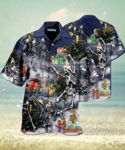 Dancing Skull Holiday Hawaiian Shirt, Mens Christmas Shirt