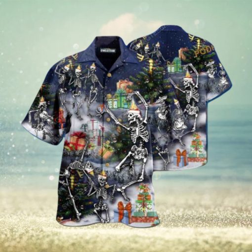 Dancing Skull Holiday Hawaiian Shirt, Mens Christmas Shirt