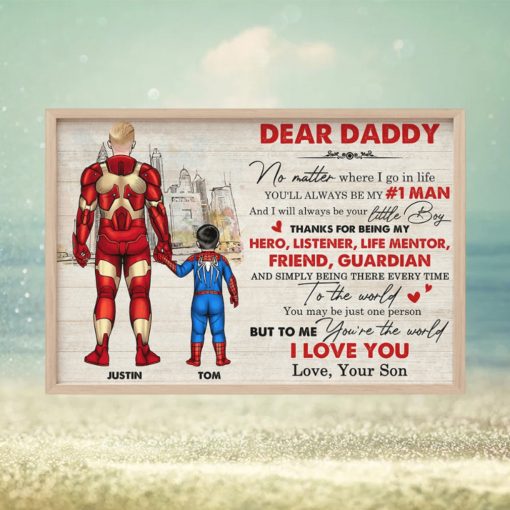 Dear Daddy, Mommy, To Me You Are The World   Personalized Canvas Print