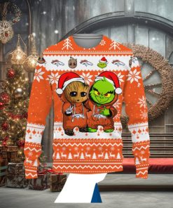 Denver Broncos Baby Groot And Grinch Best Friends Football American Ugly Christmas Sweater