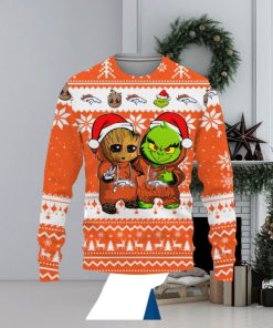 Denver Broncos Baby Groot And Grinch Best Friends Football American Ugly Christmas Sweater