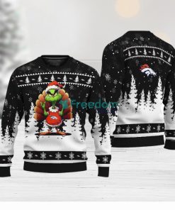 Denver Broncos Black Grinch Turkey Disguise Thankgiving Ugly Christmas Sweater Gift Holidays