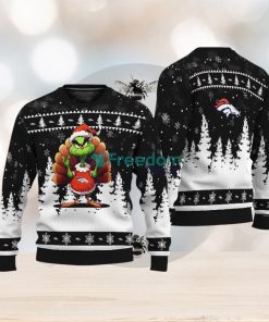 Denver Broncos Black Grinch Turkey Disguise Thankgiving Ugly Christmas Sweater Gift Holidays