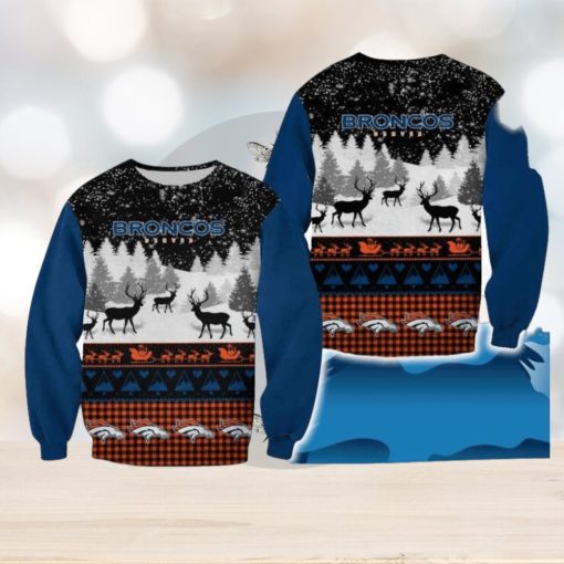 Denver Broncos Christmas Reindeer Trending All Over Print 3D Sweater For Fans Gift Christmas