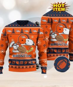 Denver Broncos Logos American Football Snoopy Dog Ugly Christmas Sweater Funny Christmas Gift For Sport Fans