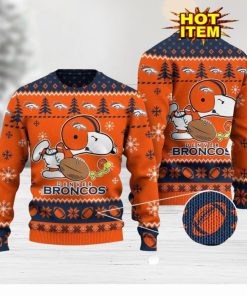 Denver Broncos Logos American Football Snoopy Dog Ugly Christmas Sweater Funny Christmas Gift For Sport Fans