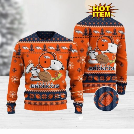 Denver Broncos Logos American Football Snoopy Dog Ugly Christmas Sweater Funny Christmas Gift For Sport Fans