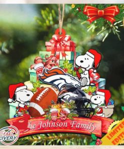 Denver Broncos Snoopy And NFL Sport Ornament Personalized Your Family Name